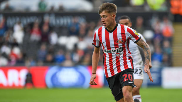 Jack Clarke in action for Sunderland at Swansea
